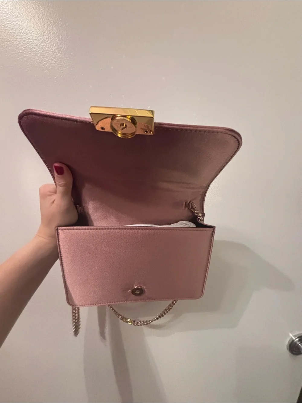 NEW - Never Worn GEDEBE Pink Satin Embellished Crossbody Bag